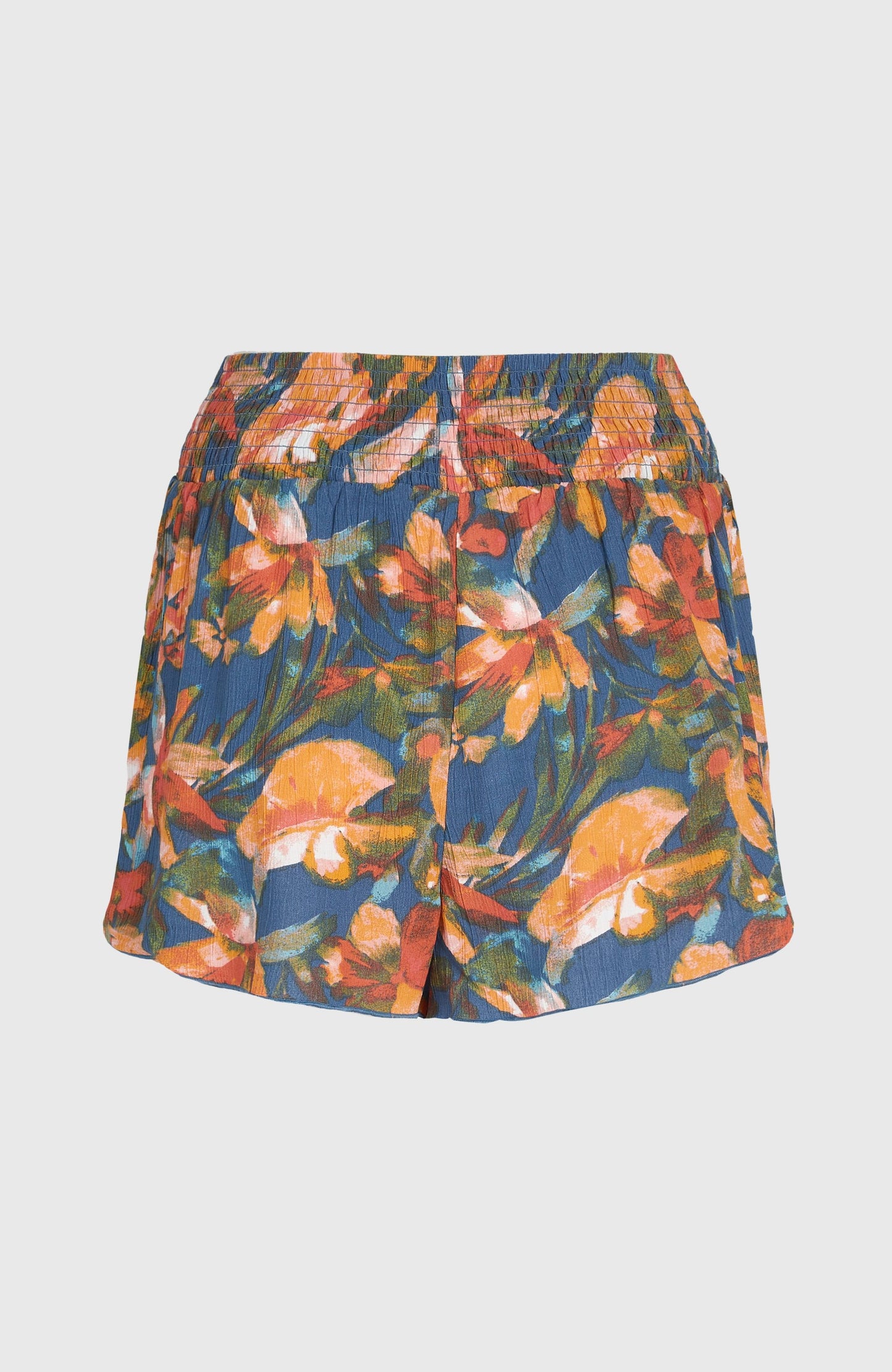 Johnny Smocked Waist Shorts Women Blue Painted Tropics