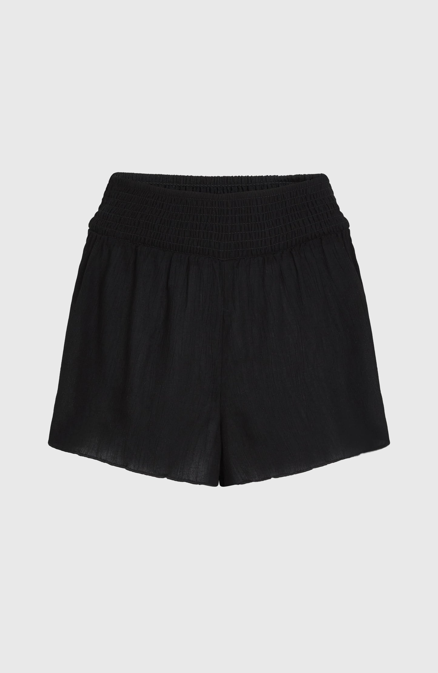 Johnny Smocked Waist Shorts Women Black Out