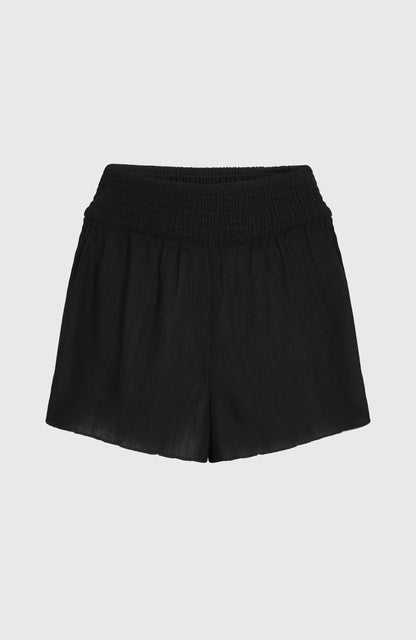 Johnny Smocked Waist Shorts Women Black Out