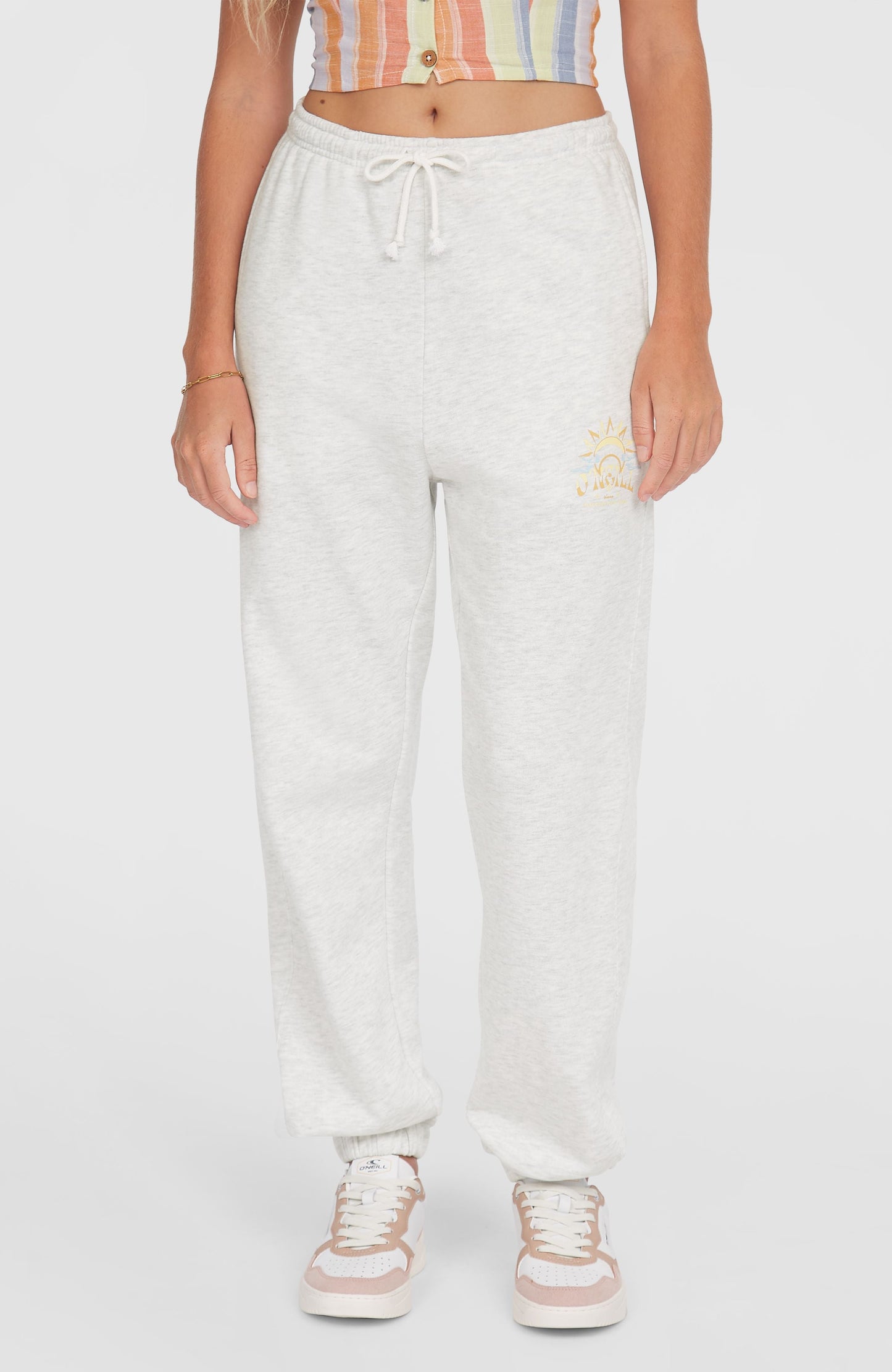 Beach Vintage Sweatpants Women White Melange