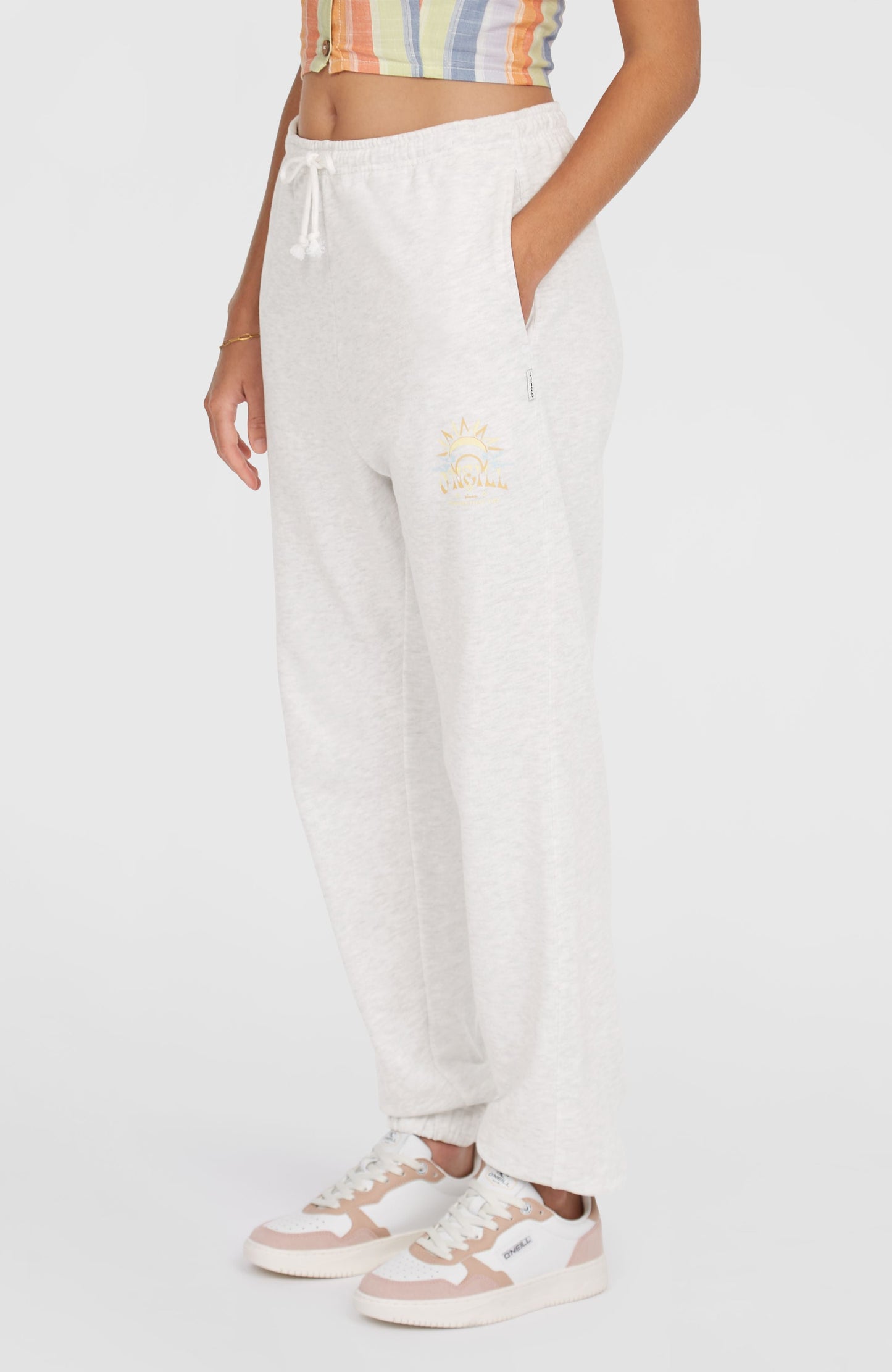 Beach Vintage Sweatpants Women White Melange