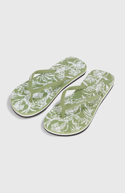 Profile Graphic Sandals Women Green Textured Jungle