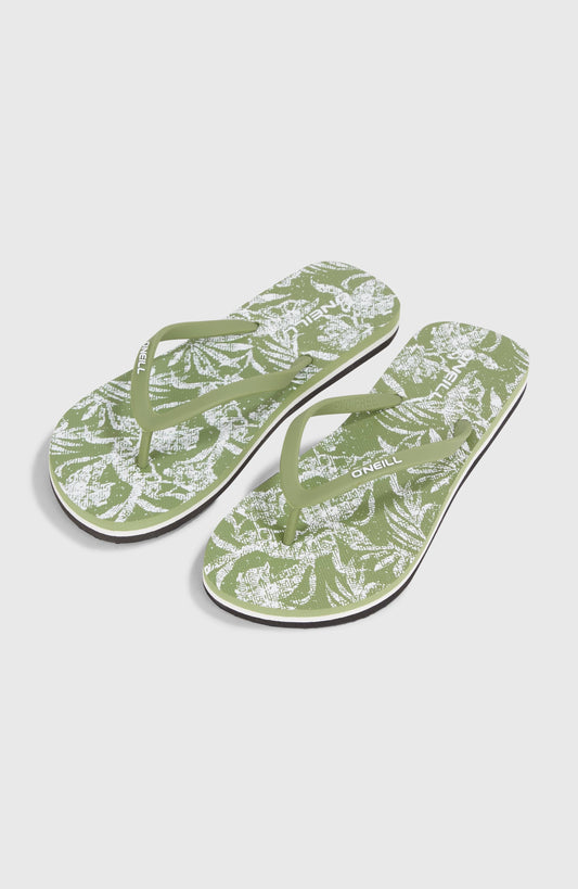 Profile Graphic Sandals Women Green Textured Jungle