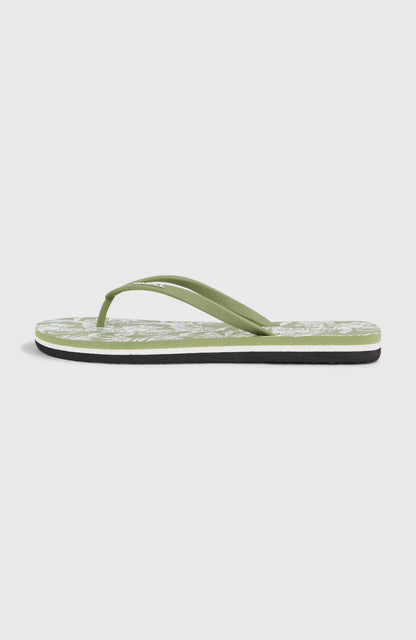 Profile Graphic Sandals Women Green Textured Jungle