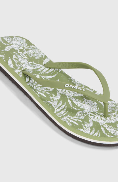 Profile Graphic Sandals Women Green Textured Jungle