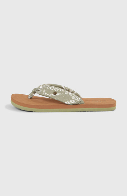 Ditsy Sun Sandals Women Green Textured Jungle