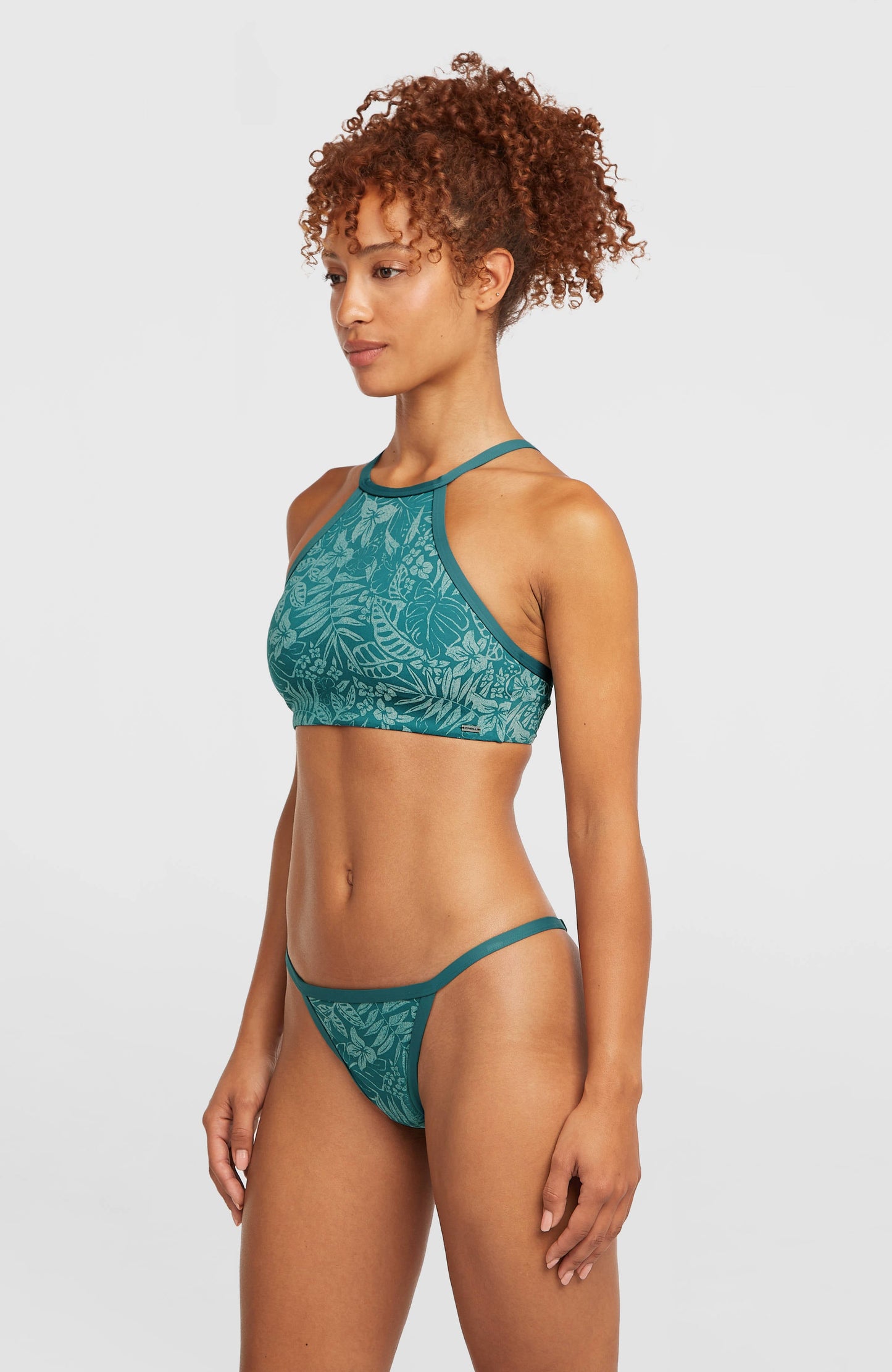 High-Neck Bikini Set Women Green Island Sky