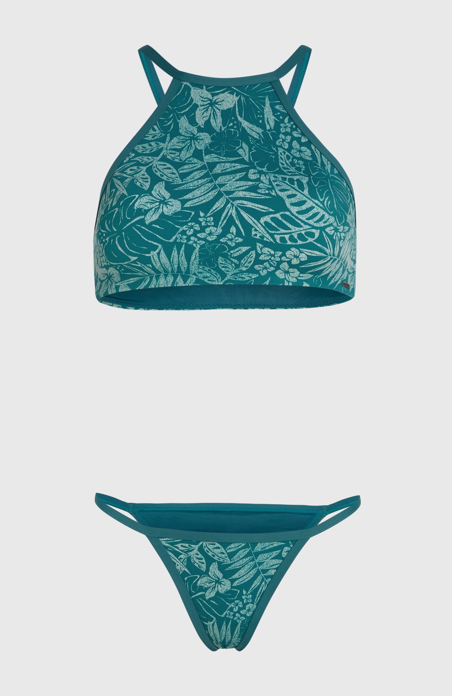 High-Neck Bikini Set Women Green Island Sky