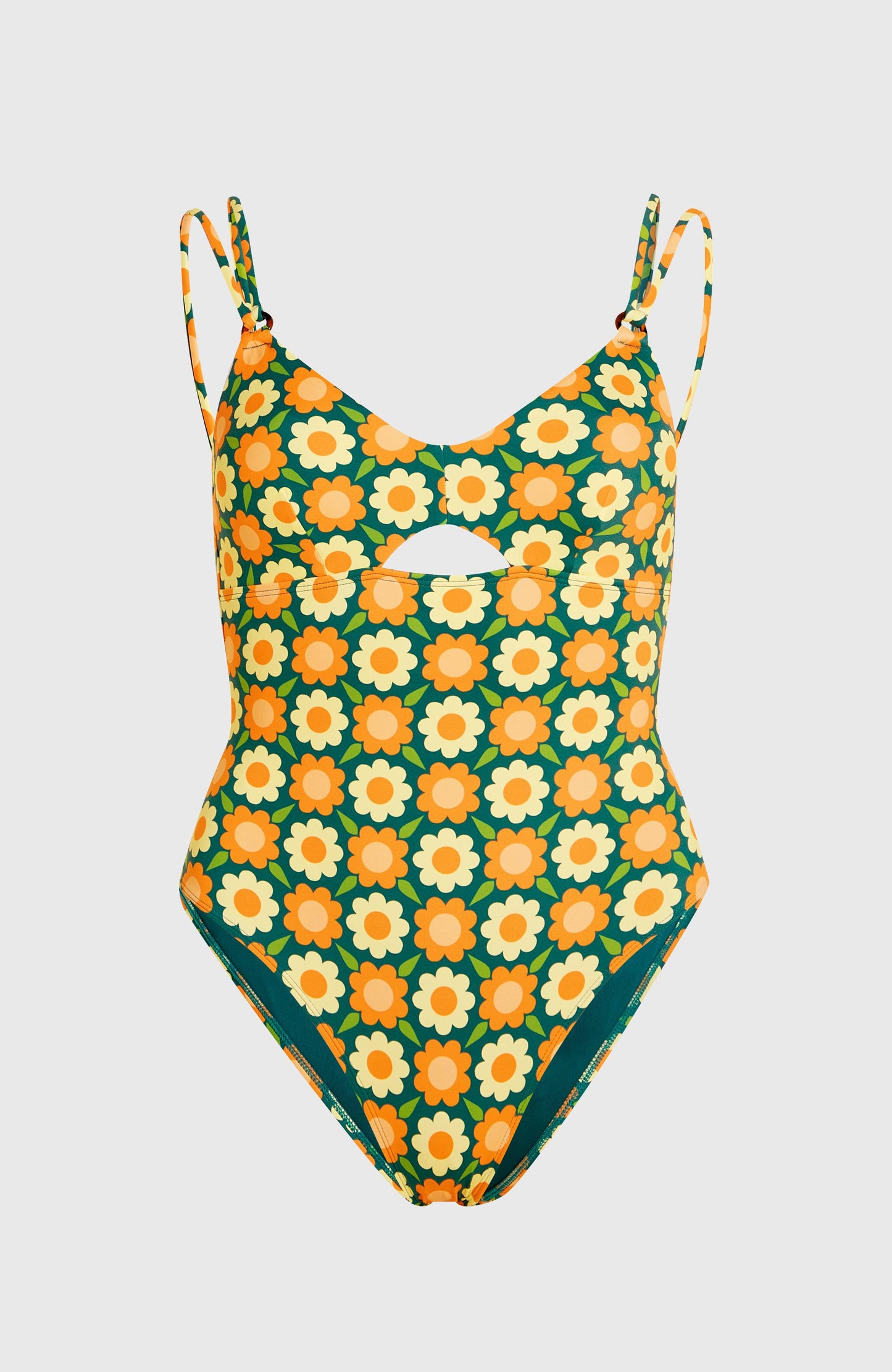 O'Riginals Swimsuit Women Green Retro Flower