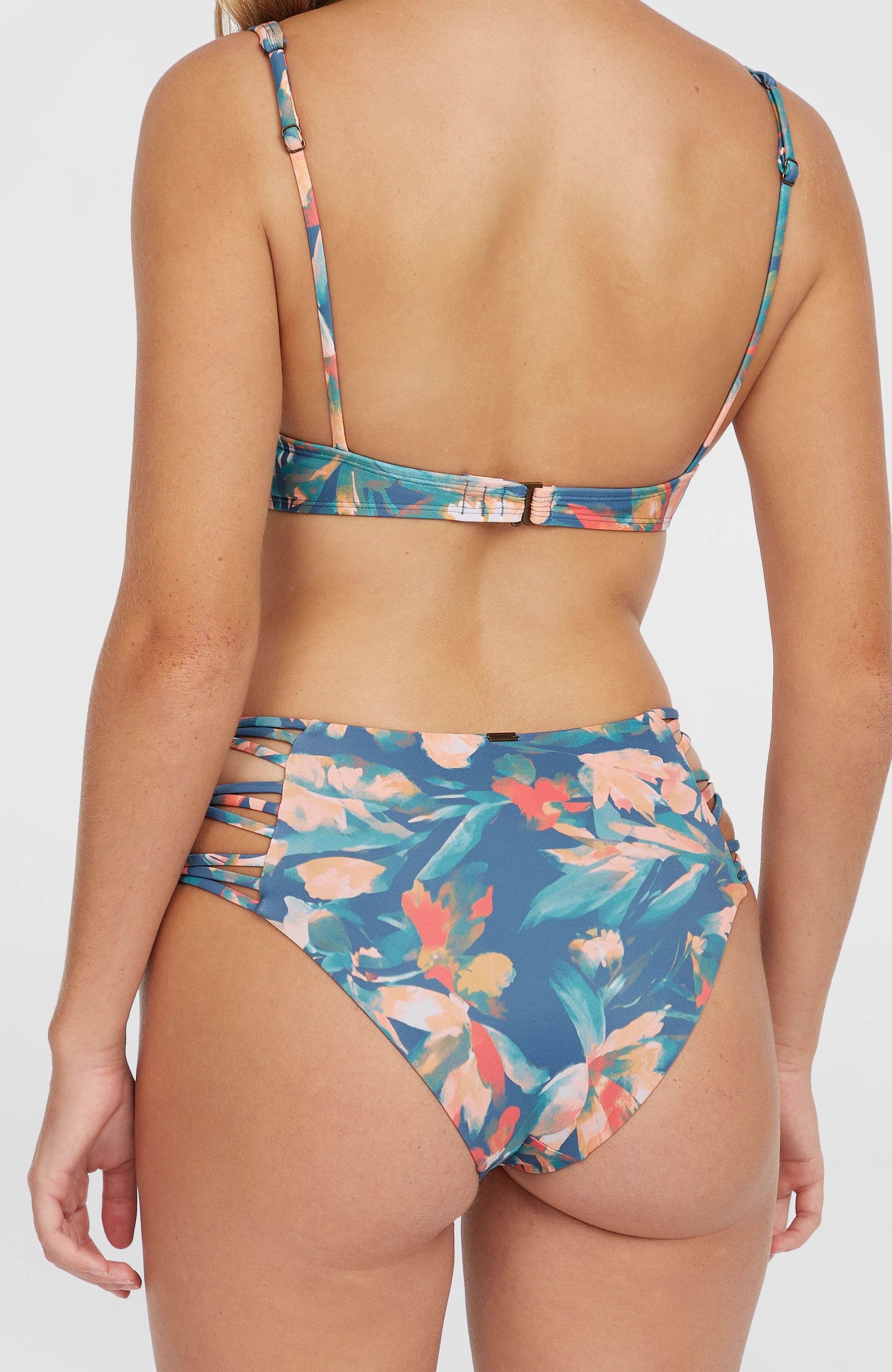 Boulders Strappy Sides Bikini Bottoms Women Blue Painted Tropics