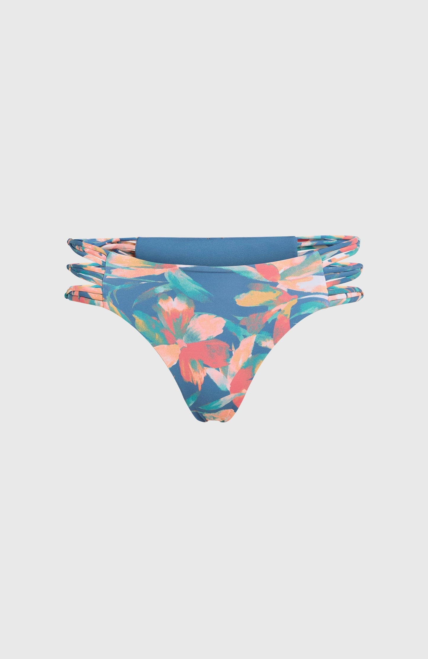 Boulders Strappy Sides Bikini Bottoms Women Blue Painted Tropics