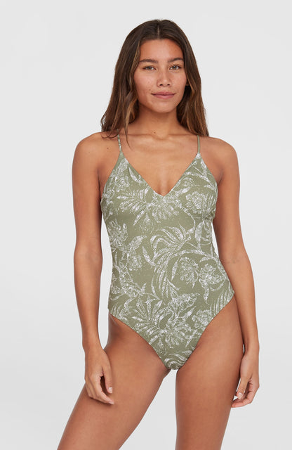 Jaida Swimsuit Women Green Textured Jungle