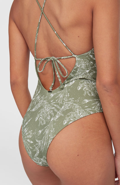 Jaida Swimsuit Women Green Textured Jungle
