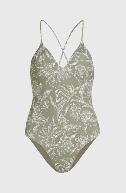 Jaida Swimsuit Women Green Textured Jungle