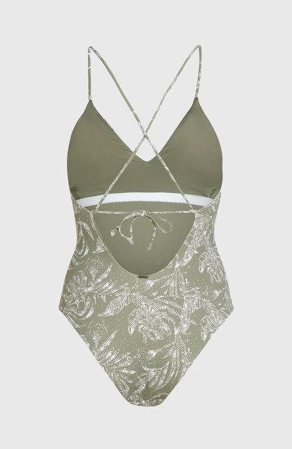 Jaida Swimsuit Women Green Textured Jungle