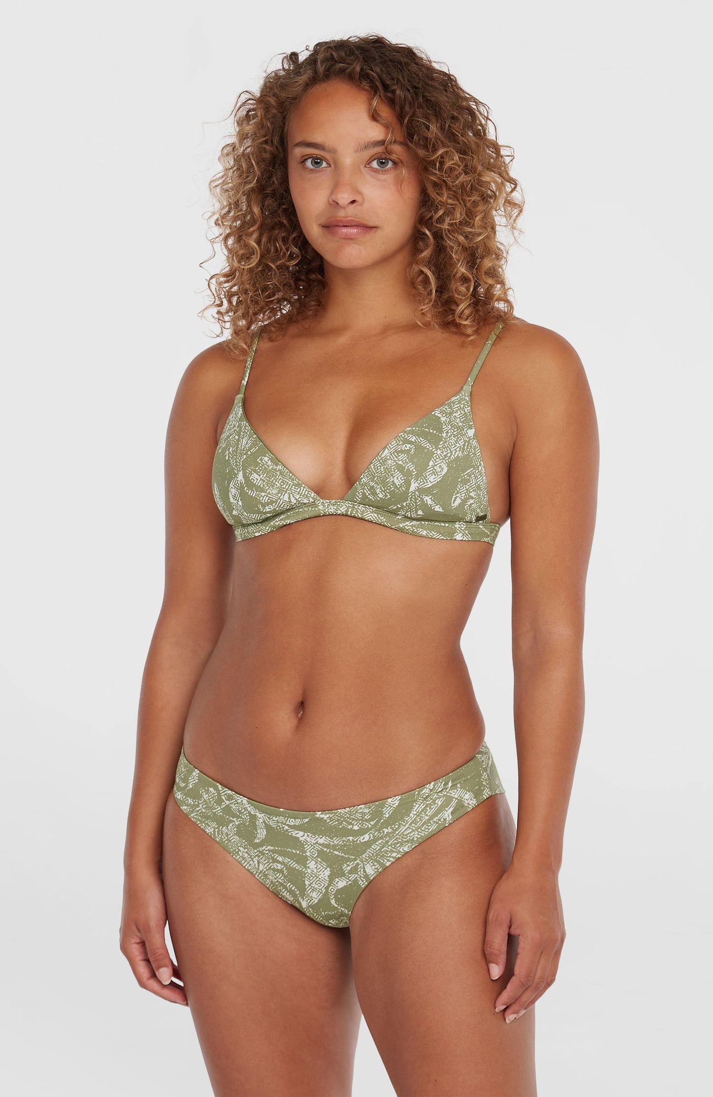 Seaside Tri Bikini Top Women Green Textured Jungle
