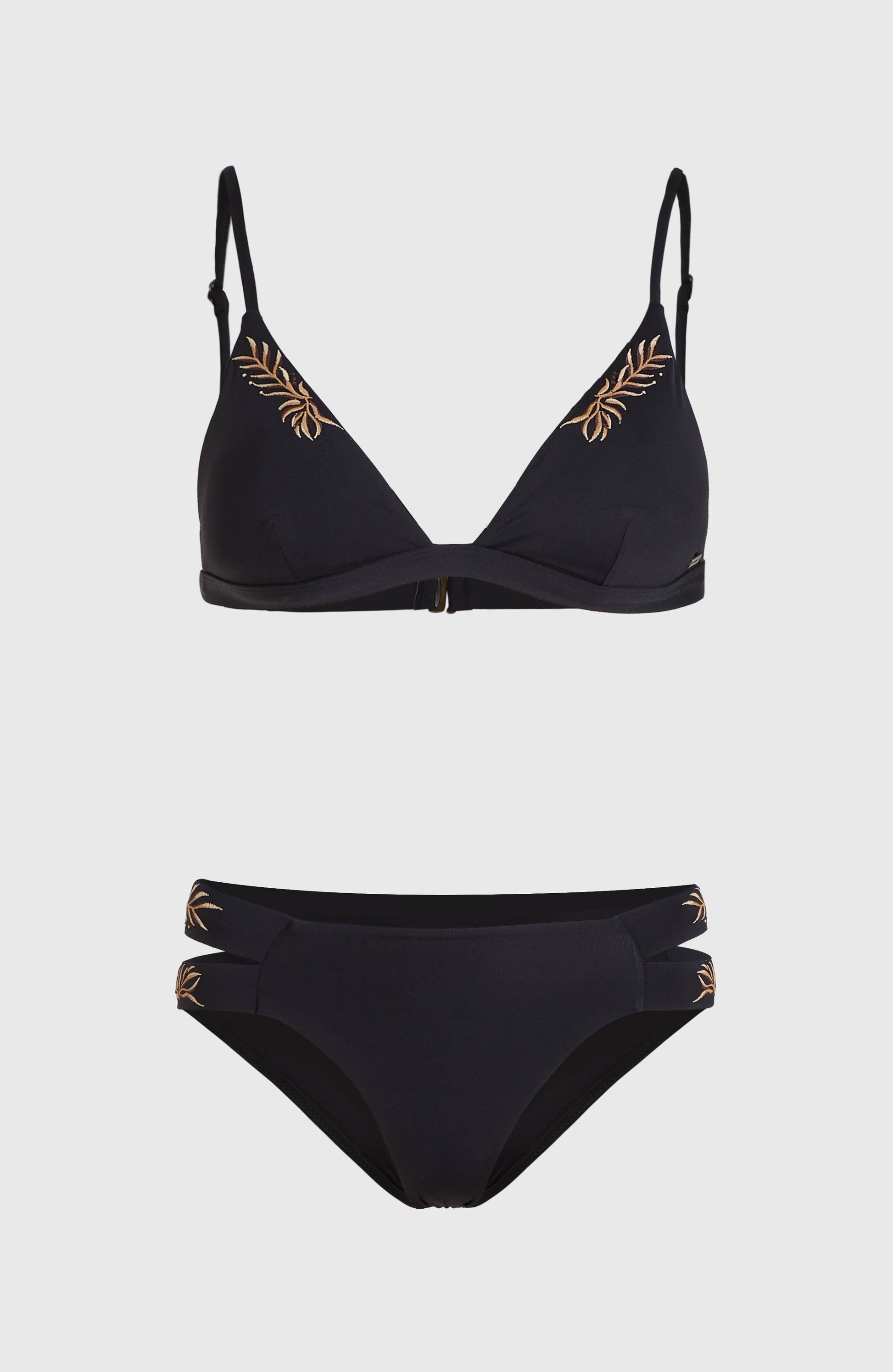 Seaside Boulder Embroidery Bikini Set Women Black Out