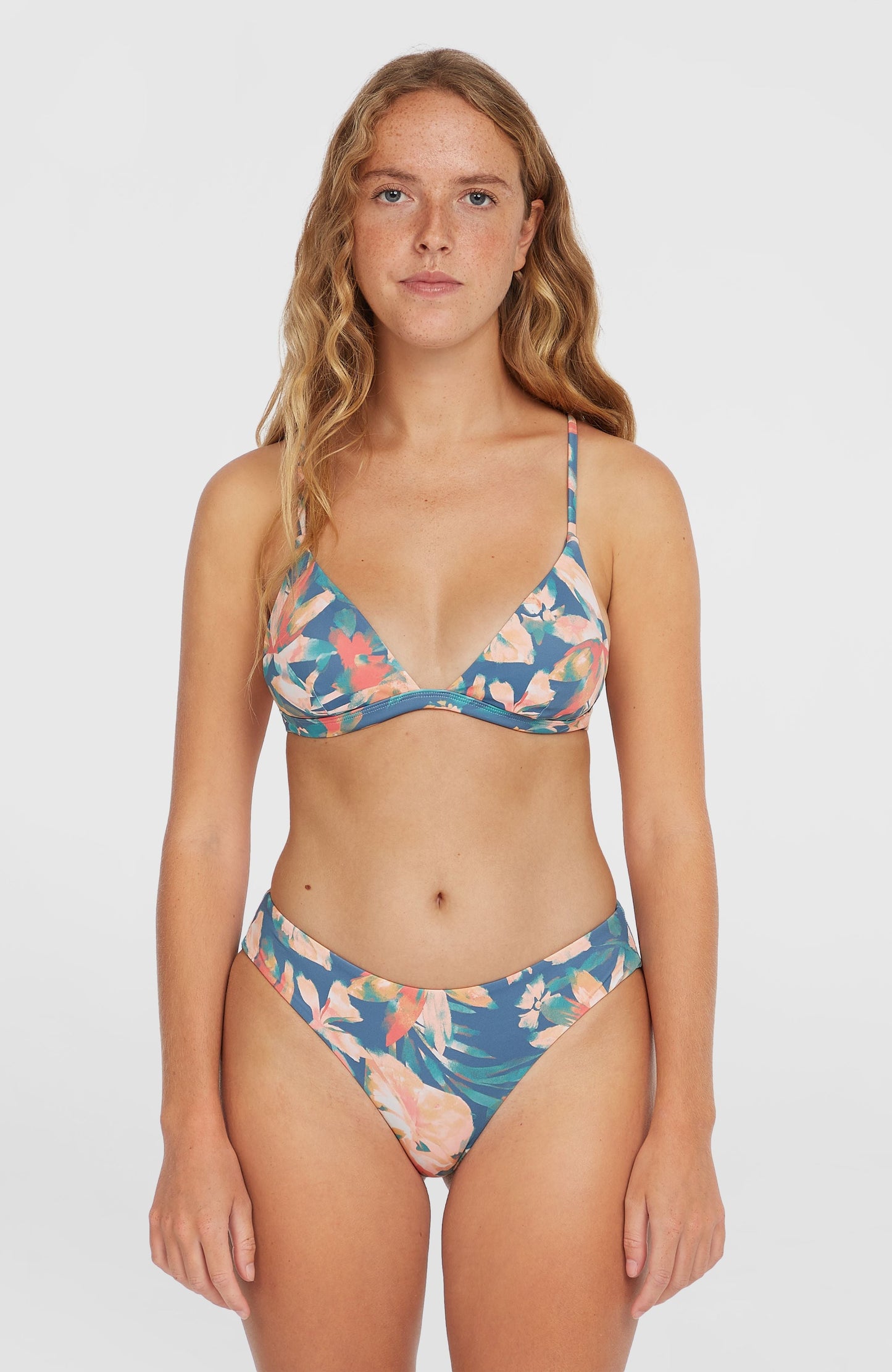 Seaside Tri Bikini Top Women Blue Painted Tropics