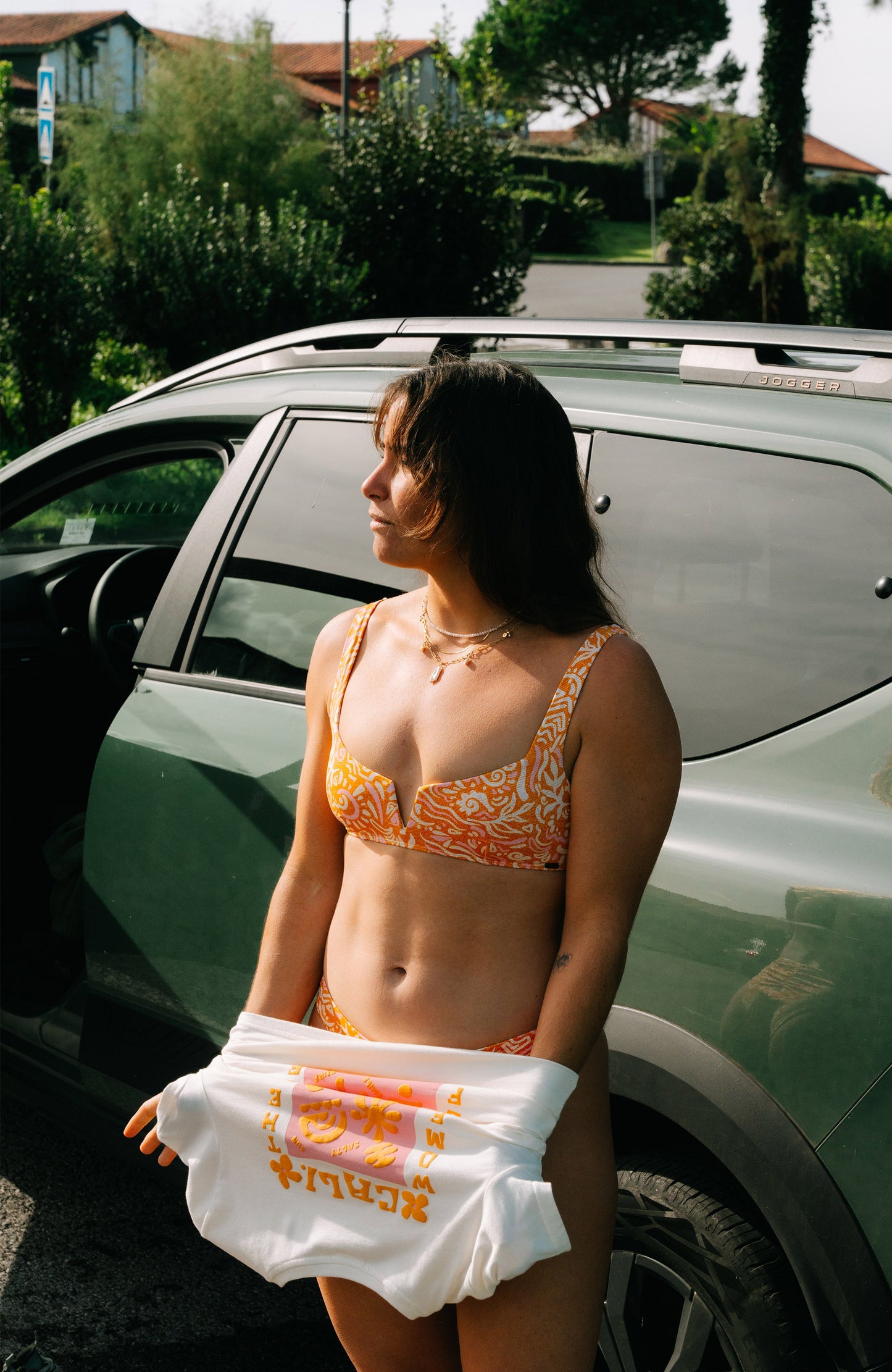 Women Of The Wave Popoyo Matira Bikini Set Women Orange Abstract Wave