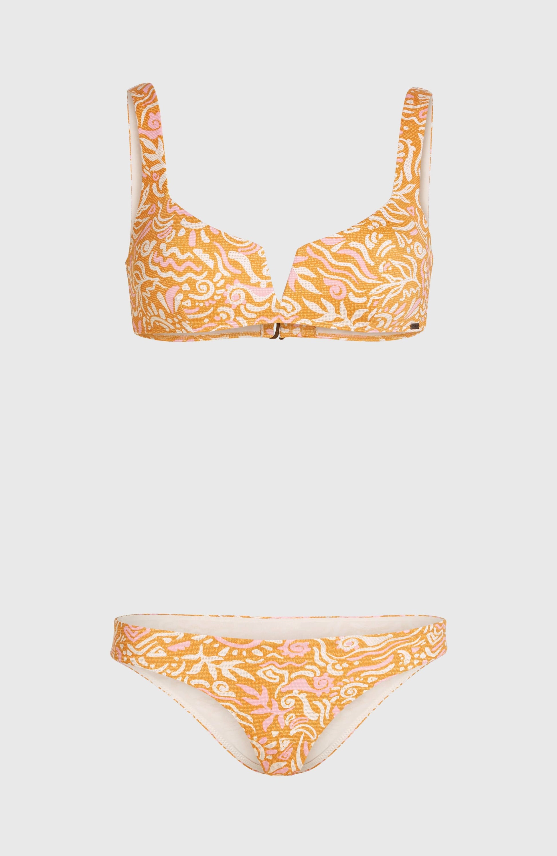 Women Of The Wave Popoyo Matira Bikini Set Women Orange Abstract Wave
