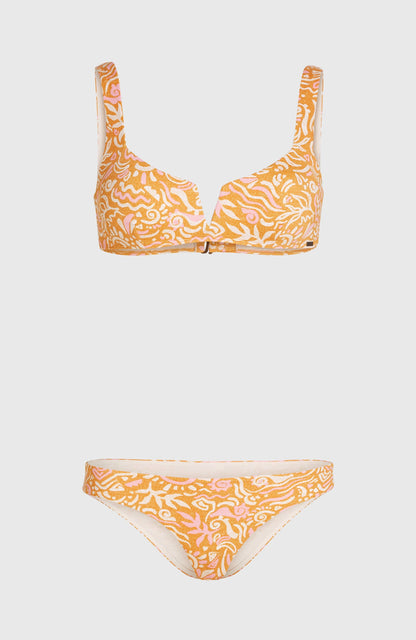 Women Of The Wave Popoyo Matira Bikini Set Women Orange Abstract Wave