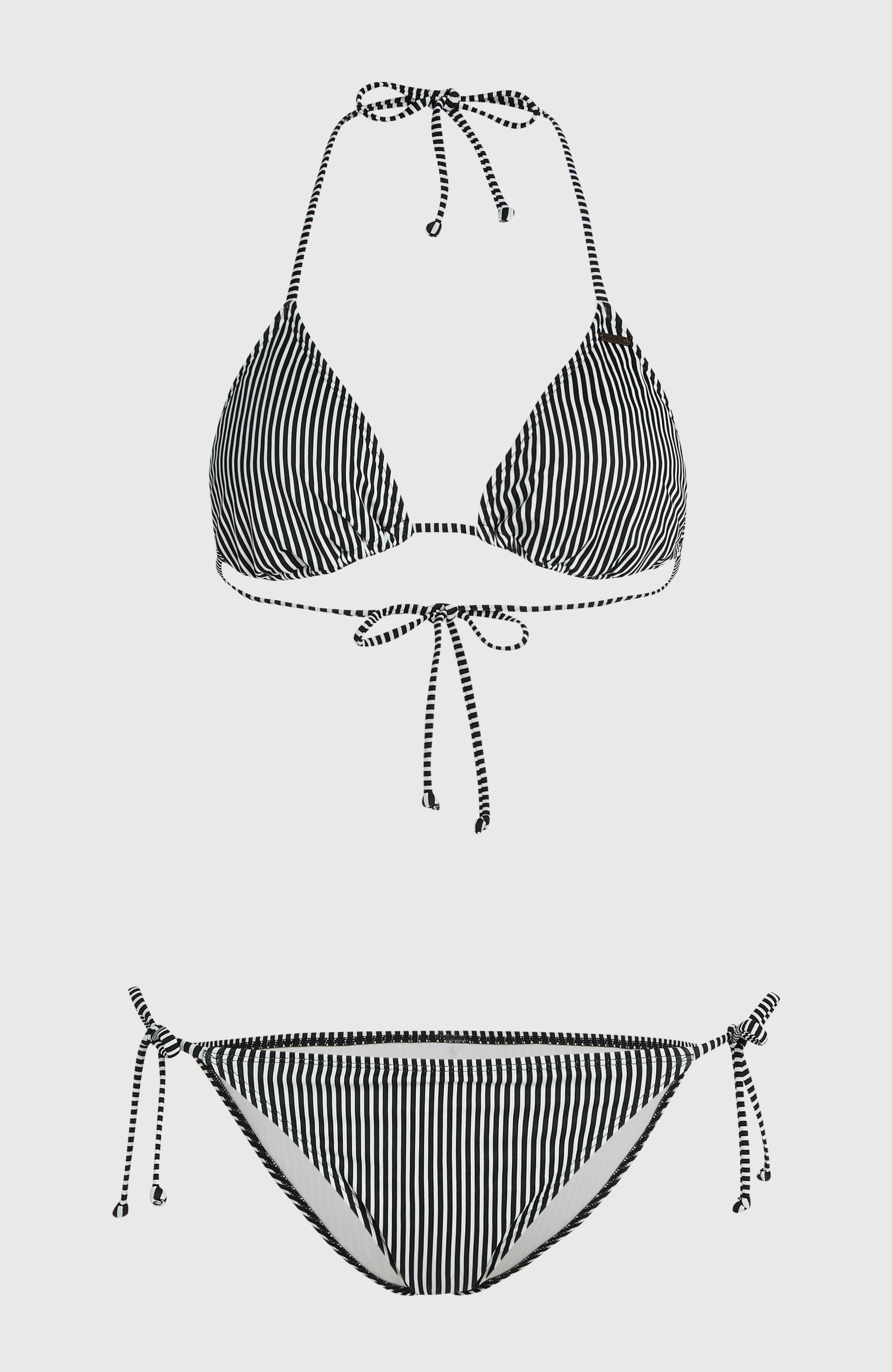 Essentials Capri Bondey Bikini Set Women Black Simple Stripe