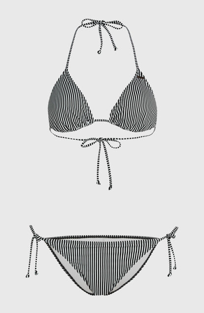 Essentials Capri Bondey Bikini Set Women Black Simple Stripe