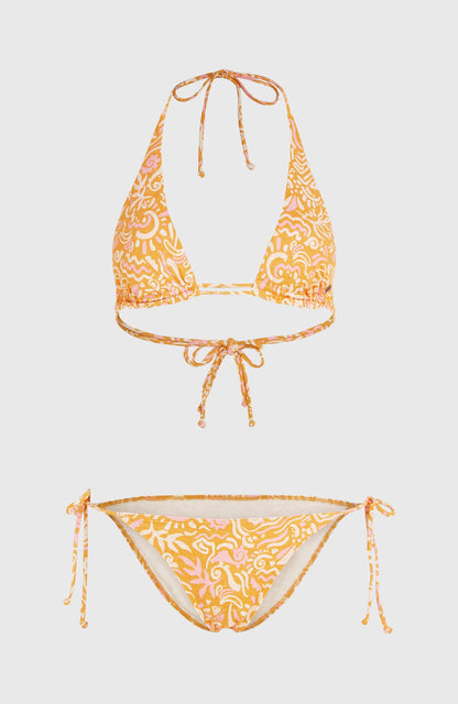 Women Of The Wave Mother Maracas Bikini Set Women Orange Abstract Wave