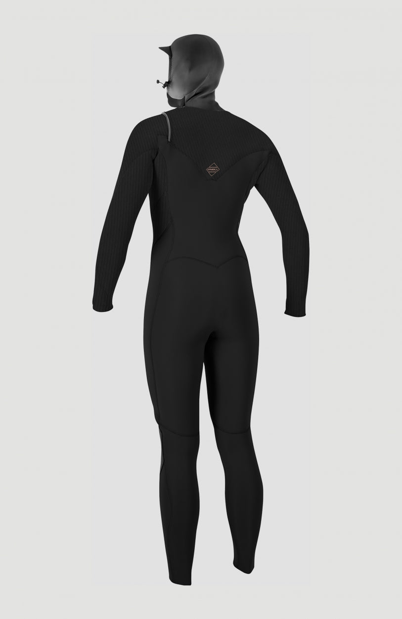 Hyperfreak Plus 5/4mm Chest Zip Full Wetsuit with Hood Women|Wetsuits BLACK/BLACK