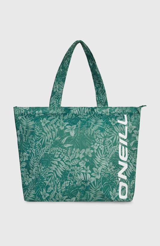 Coastal Print Tote Bag Women Green Island Sky
