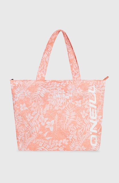 Coastal Print Tote Bag Women Peach Island Sky