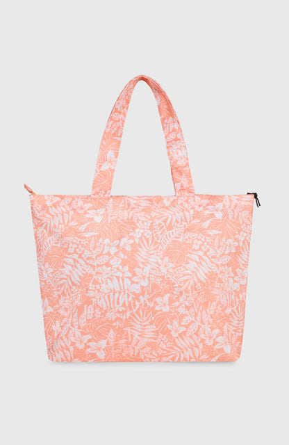 Coastal Print Tote Bag Women Peach Island Sky