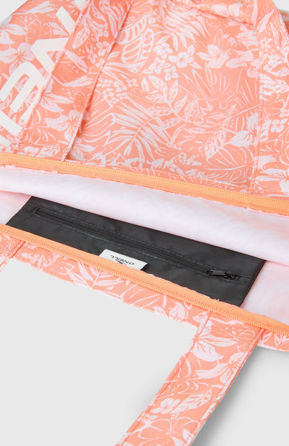 Coastal Print Tote Bag Women Peach Island Sky