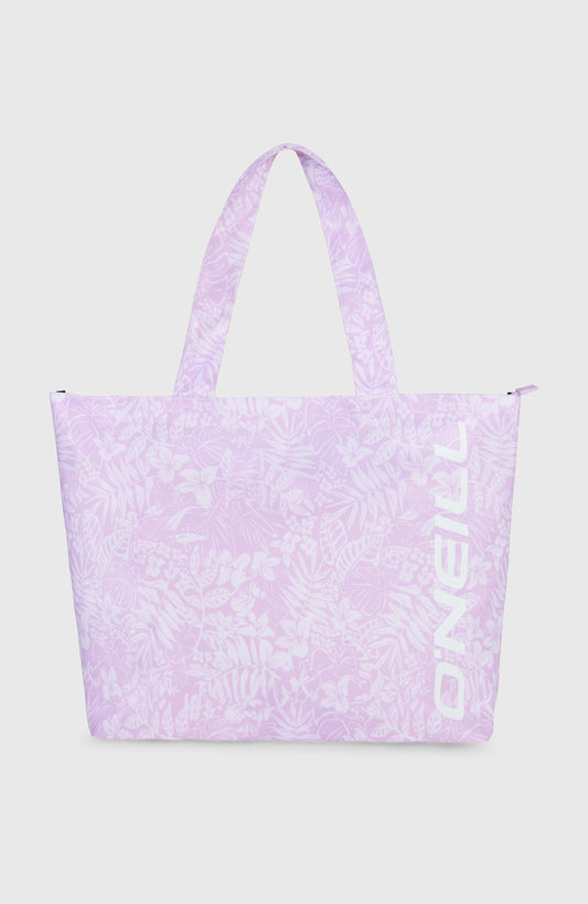 Coastal Print Tote Bag Women Purple Island Sky