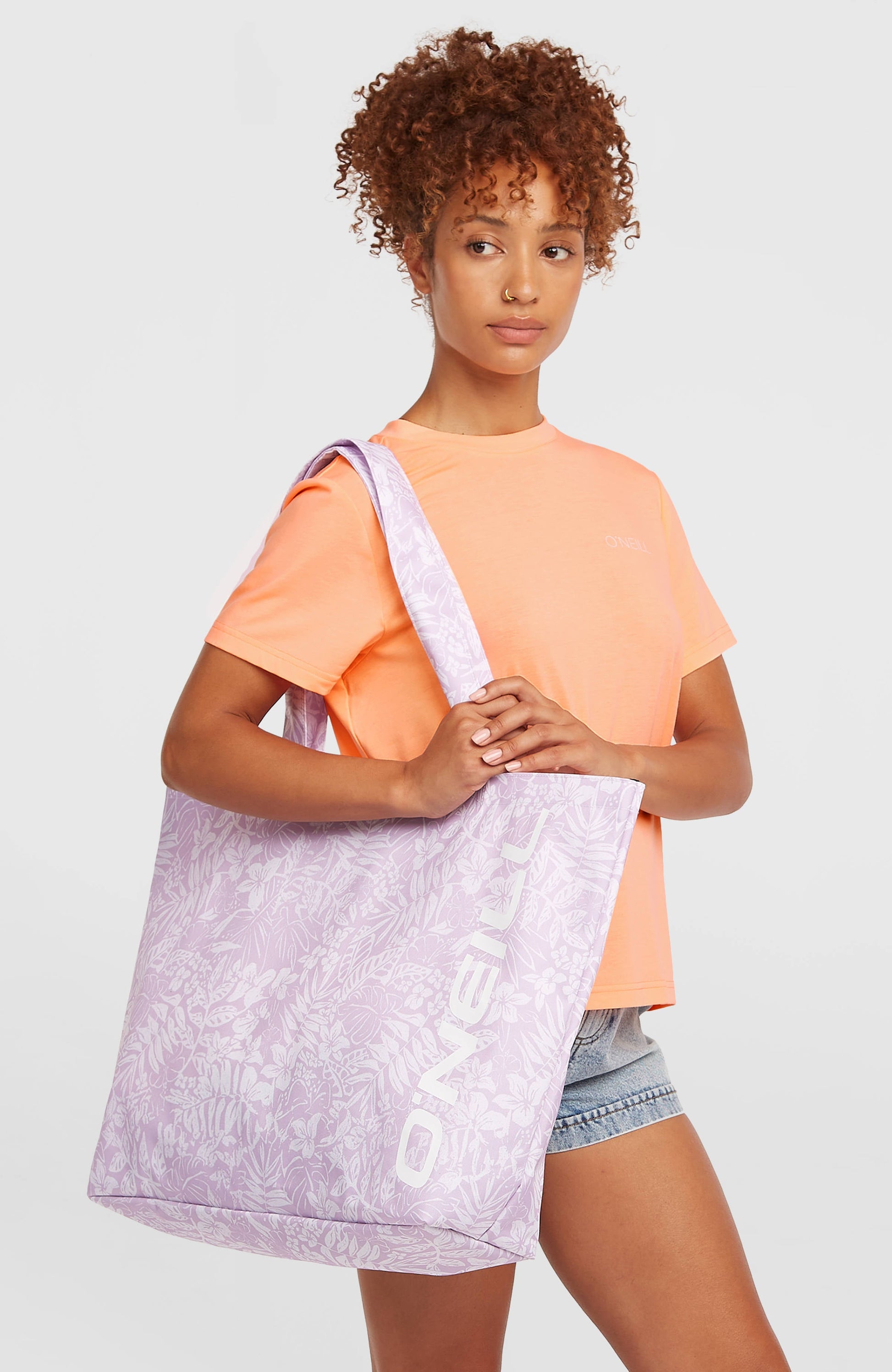 Coastal Print Tote Bag Women Purple Island Sky