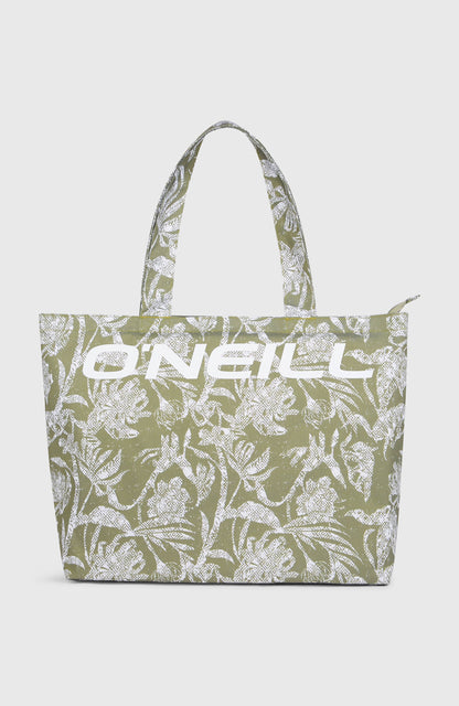 Coastal Print Tote Bag Women Green Textured Jungle