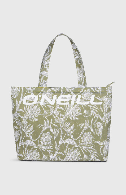 Coastal Print Tote Bag Women Green Textured Jungle