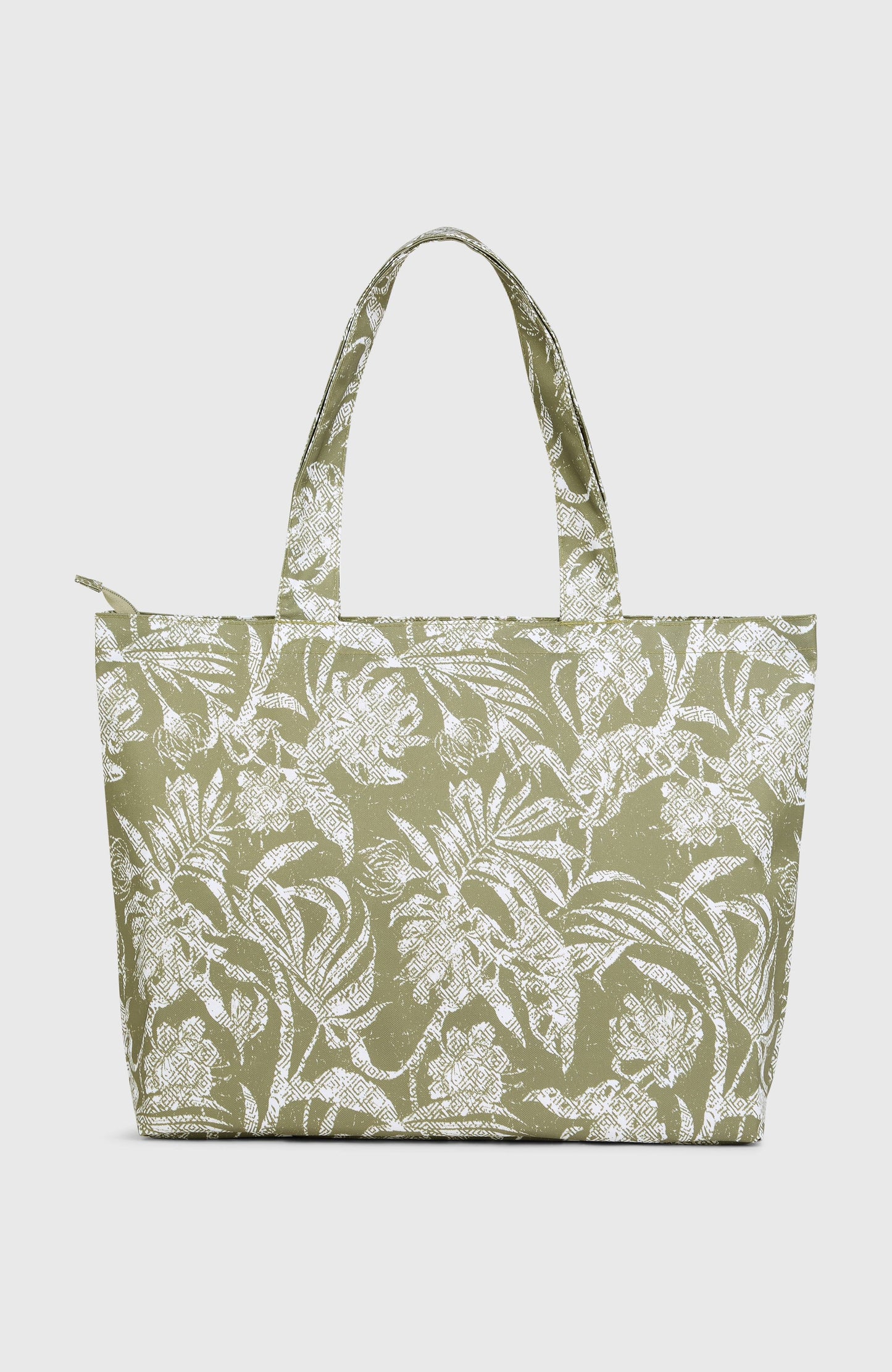 Coastal Print Tote Bag Women Green Textured Jungle