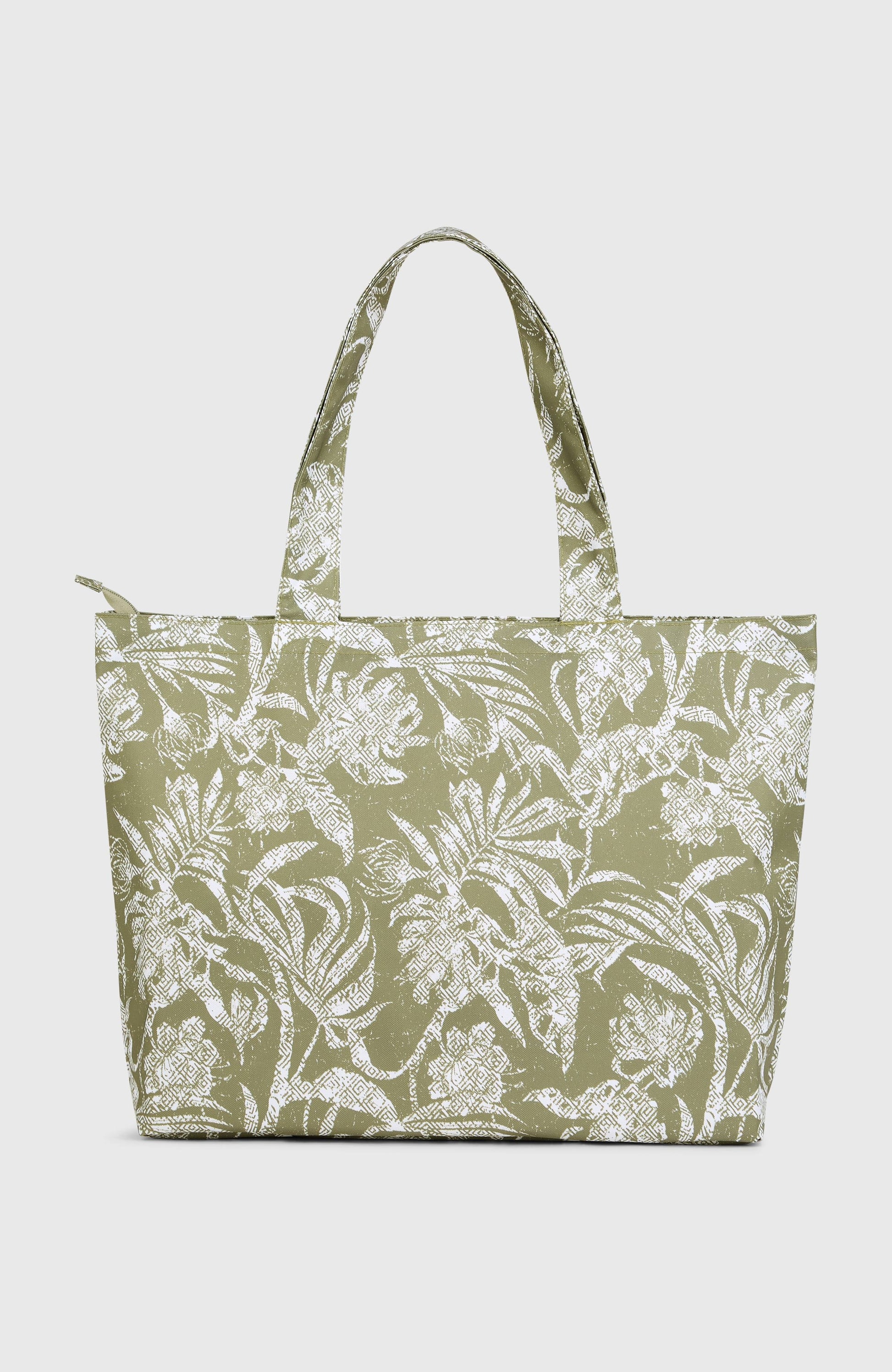 Coastal Print Tote Bag Women Green Textured Jungle