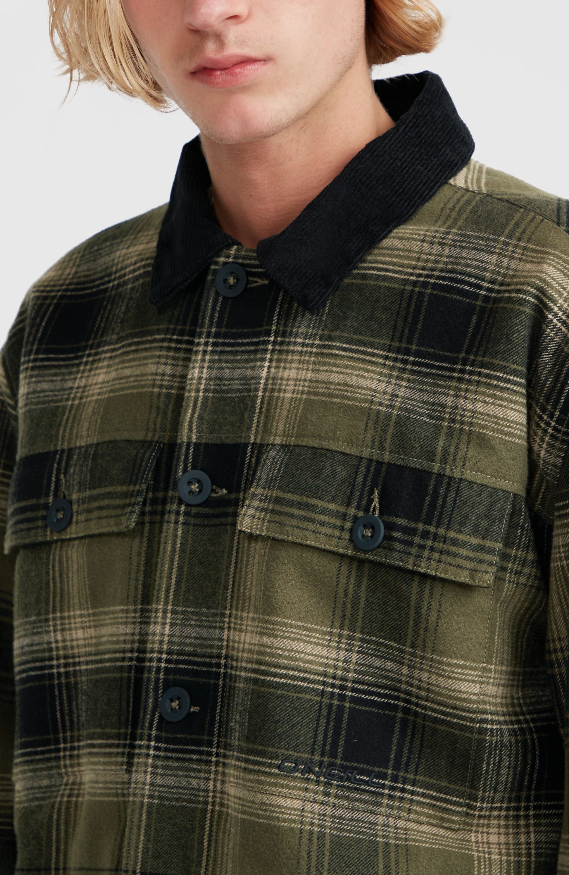 Fleece-Lined Jacket Men Green Check Small