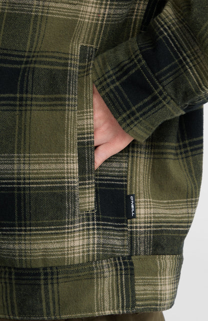 Fleece-Lined Jacket Men Green Check Small