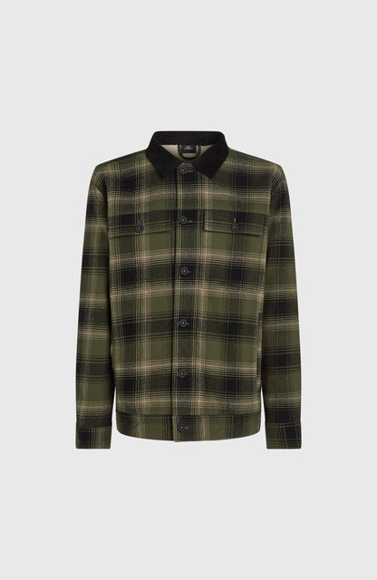 Fleece-Lined Jacket Men Green Check Small
