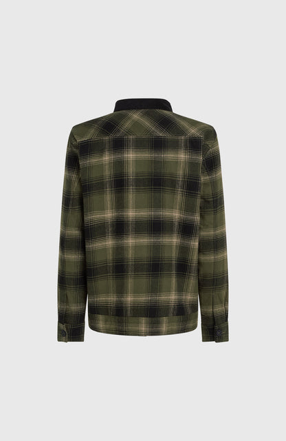 Fleece-Lined Jacket Men Green Check Small