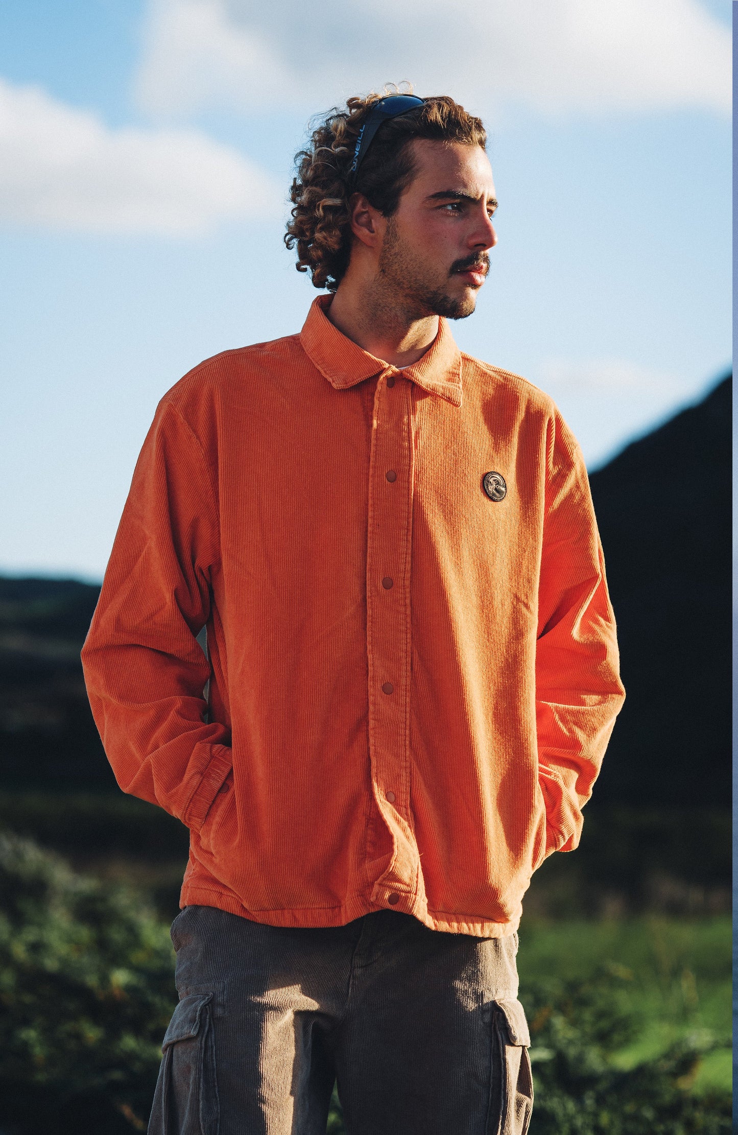 Cord Coach Jacket Men Cinnamon Stick