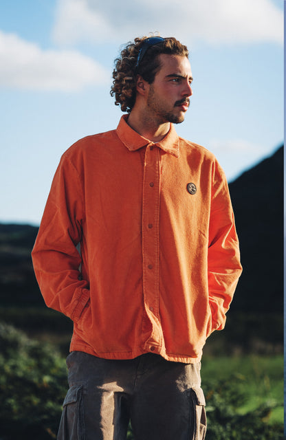 Cord Coach Jacket Men Cinnamon Stick