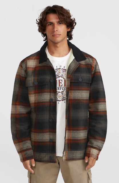 Fleece-Lined Jacket Men Grey Check Small