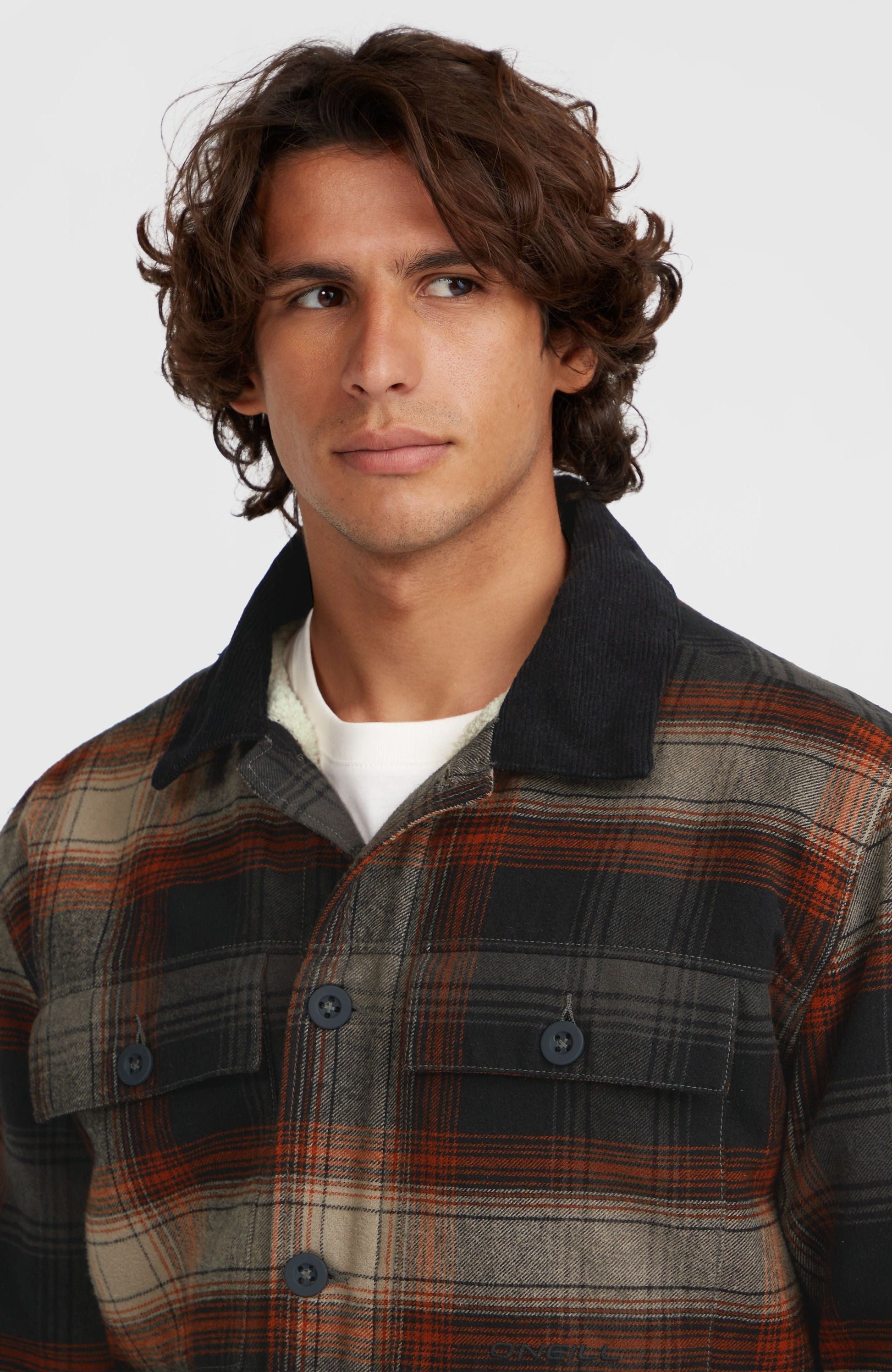 Fleece-Lined Jacket Men Grey Check Small