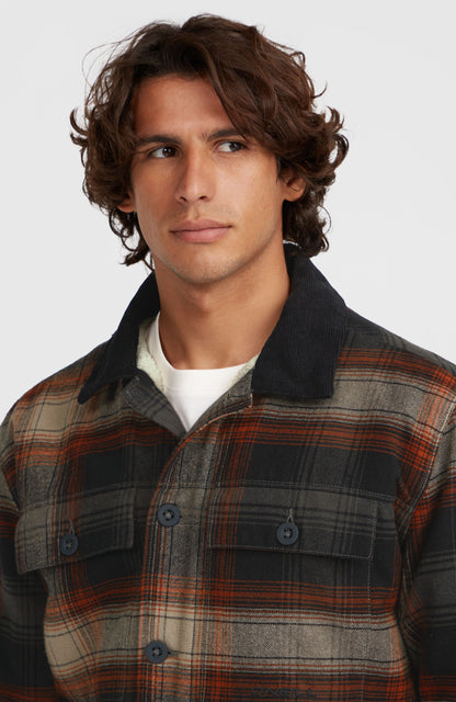 Fleece-Lined Jacket Men Grey Check Small