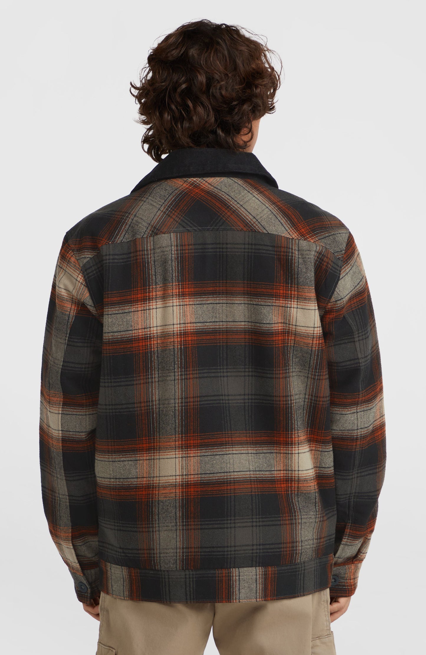 Fleece-Lined Jacket Men Grey Check Small