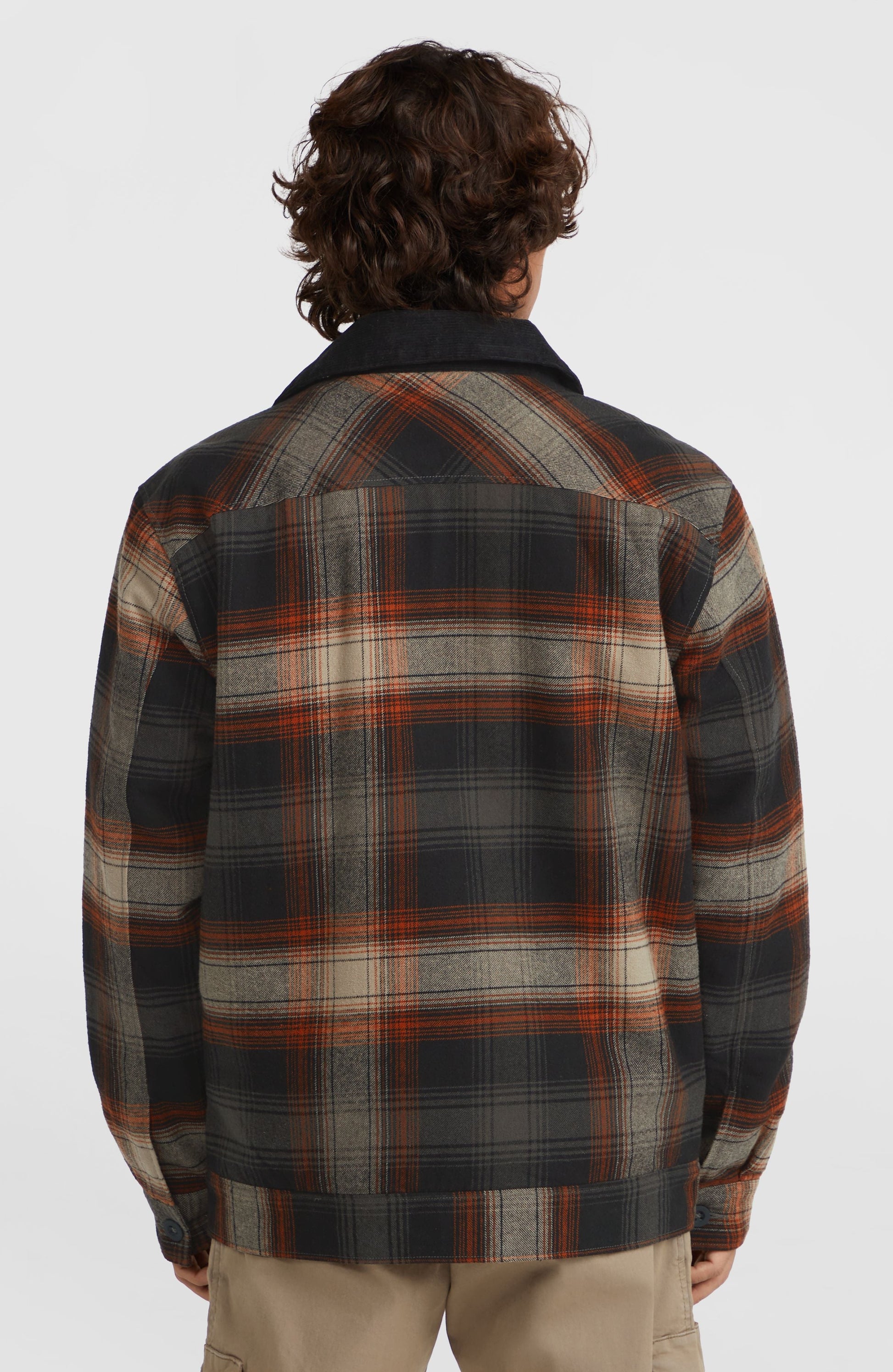 Fleece-Lined Jacket Men Grey Check Small